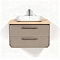 Wall-mounted bathroom vanity cabinet with wooden countertop and ceramic sink 60 x 45 x 30cm