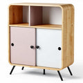 Wooden storage cabinet with two doors and open shelves 80 x 40 x 90cm