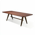 Wooden dining table with tapered legs in walnut finish 150 x 75 x 45cm