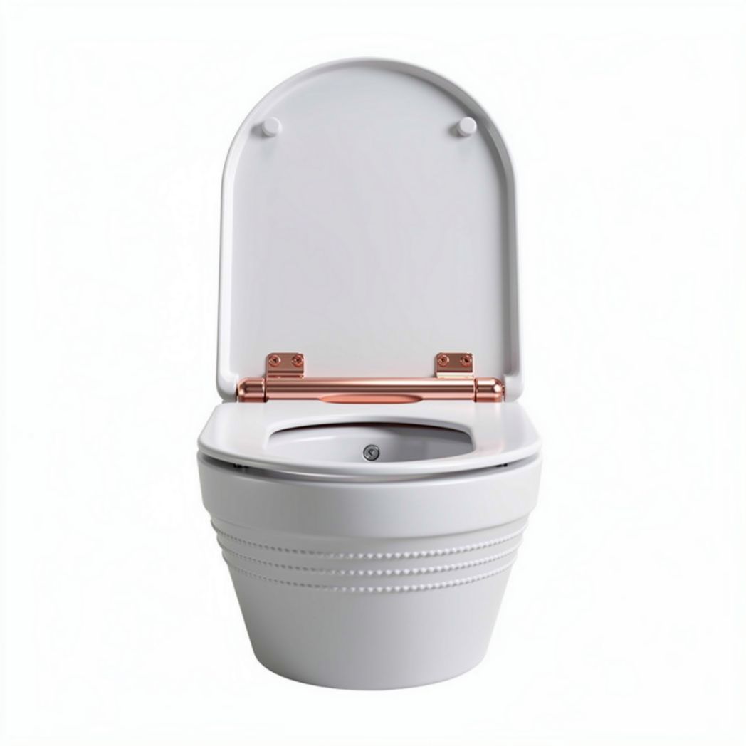 Dual flush toilet with rose gold accents white ceramic 40 x 30 x 38cm