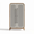 Modern wooden cabinet with gray slatted doors 80 x 40 x 120cm