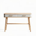 Wooden desk with one drawer in light gray and natural finish 120 x 60 x 75cm