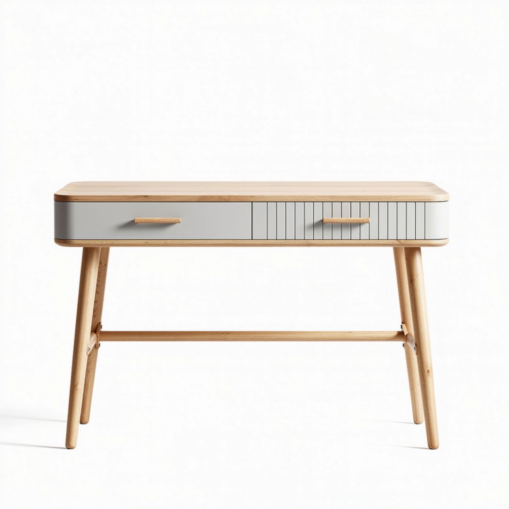Wooden desk with one drawer in light gray and natural finish 120 x 60 x 75cm