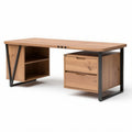 Wooden writing desk with metal legs and storage drawers 150 x 70 x 75cm