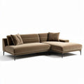 Brown velvet sectional sofa with removable cushions 220 x 90 x 75cm