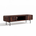 Wooden media console table with two drawers and open shelf dimensions 150 x 40 x 35cm